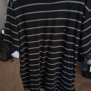 Tommy Hilfiger Men's Black and White Striped Tee